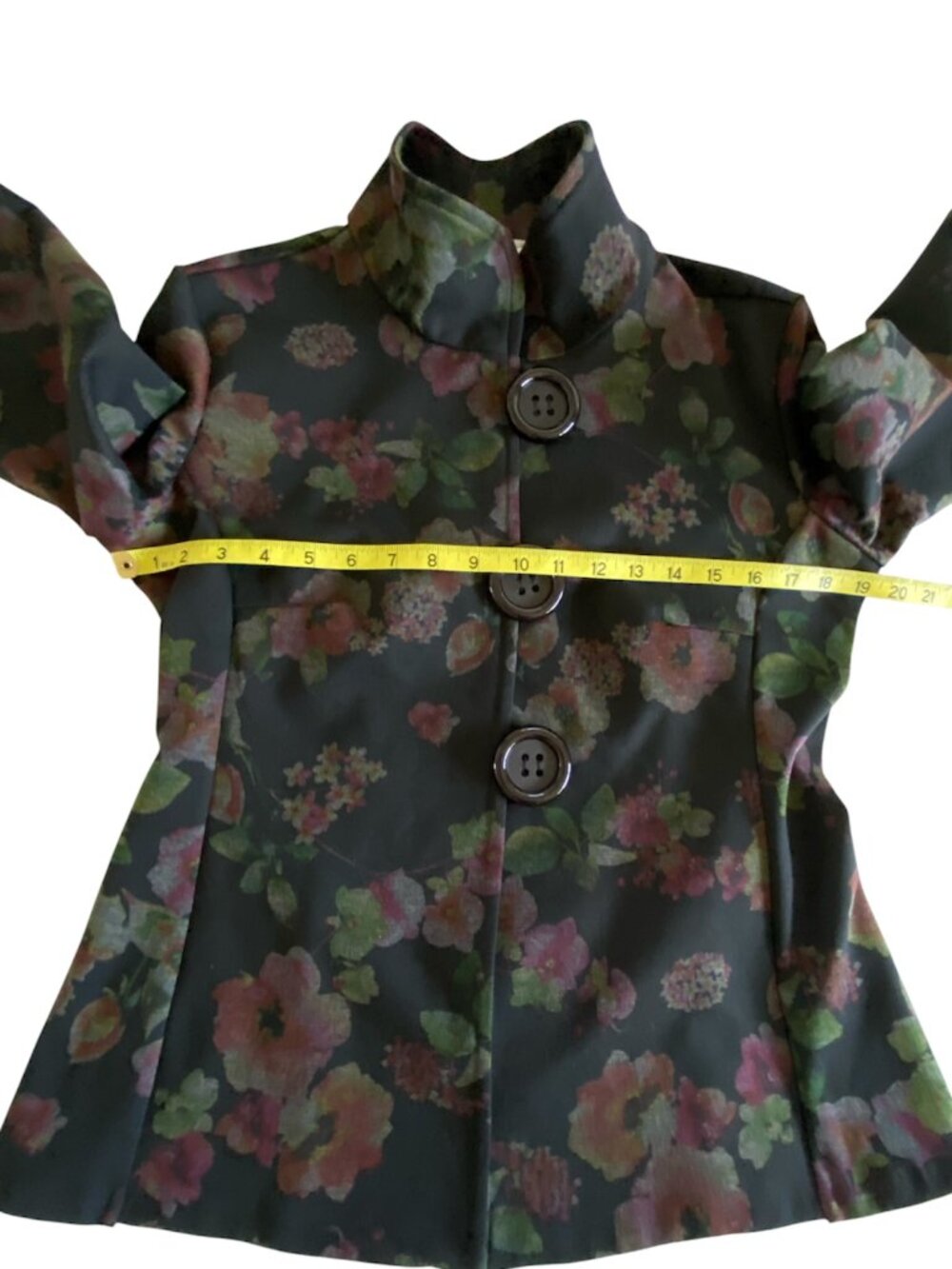 Zooni Made In Canada Statement Jacket Big Button Floral Art To Wear S/M Autumn - Picture 11 of 14